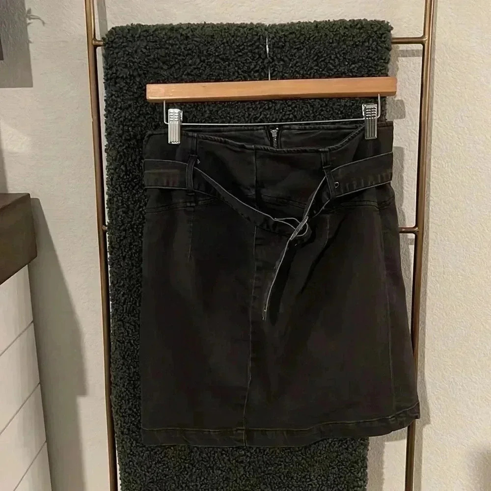 Free People Black Denim Skirt